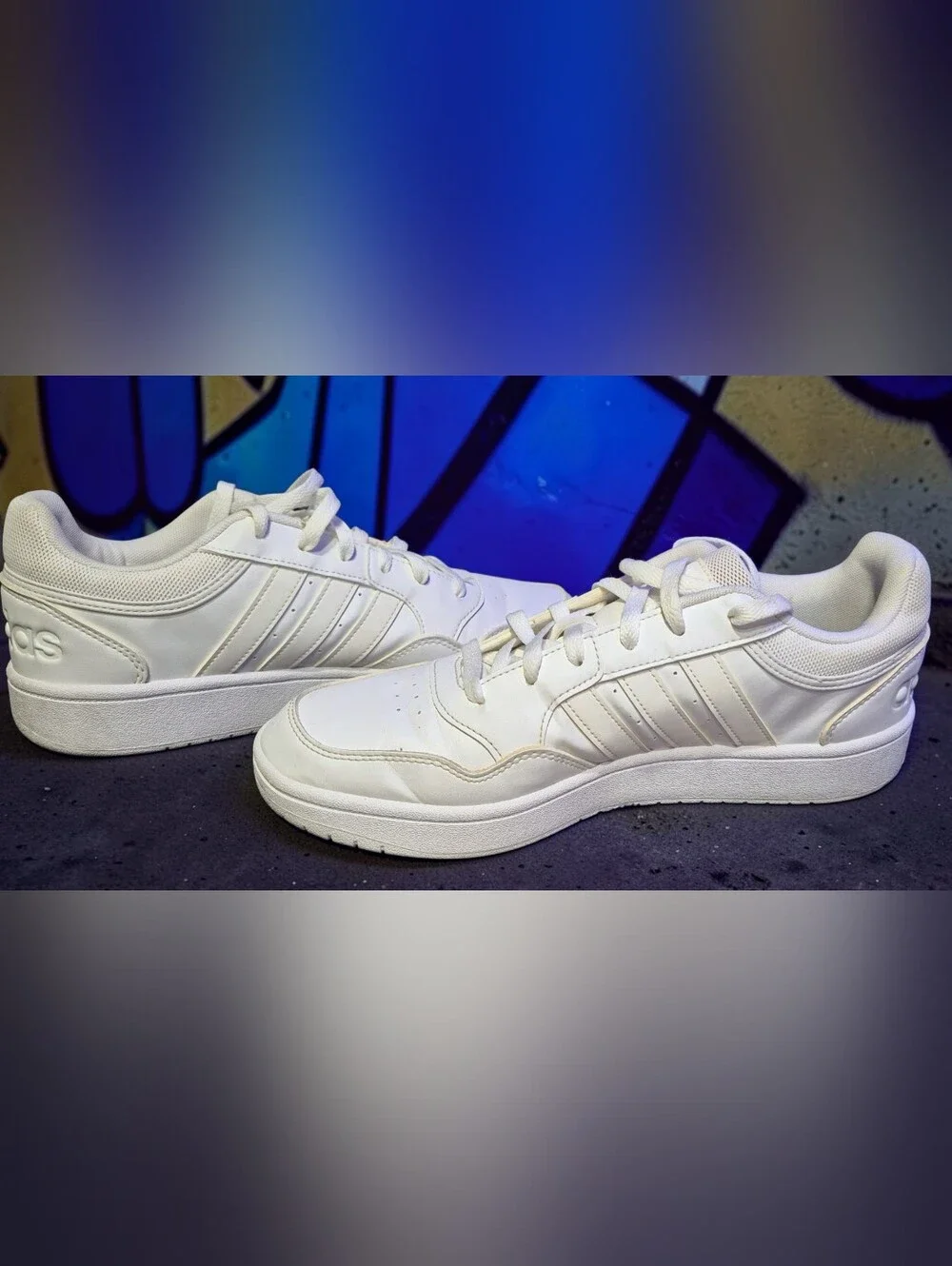 Adidas Men's White Leather Court-Inspired Sneakers